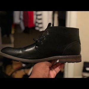 Black leather David Stone dress shoes